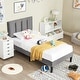 preview thumbnail 43 of 70, Kids Bed Frame, Height Adjustable Upholstered Bed, Twin Size Bed Set of 2