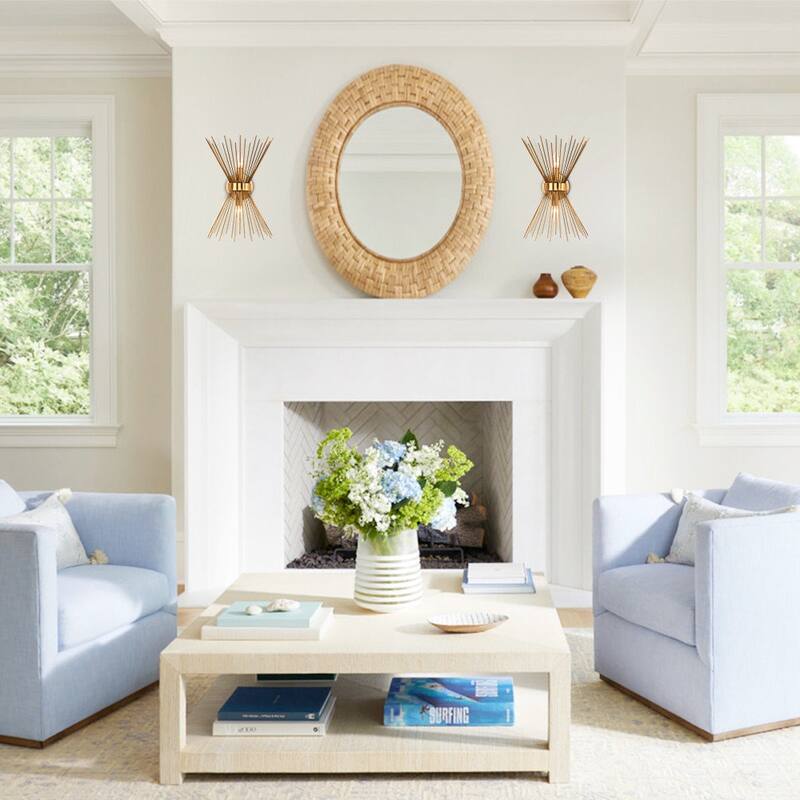 Modern Mid-century 2-light Starburst Wall Sconce - Brass