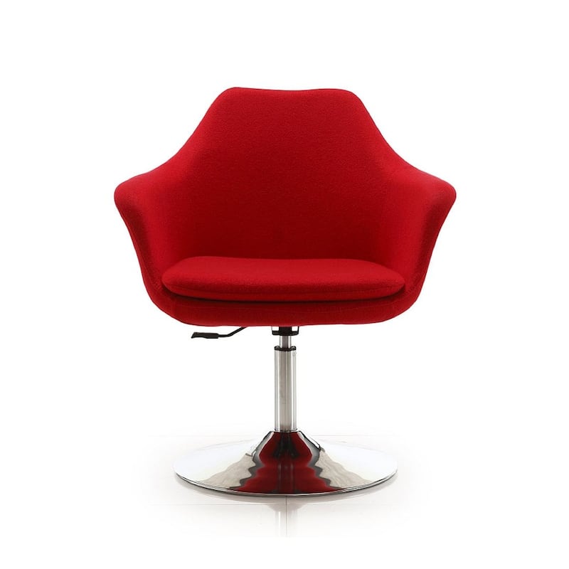 Manhattan Comfort Kinsey Red Chrome Wool Blend Adjustable Height Swivel Accent Chair (Set of 2)