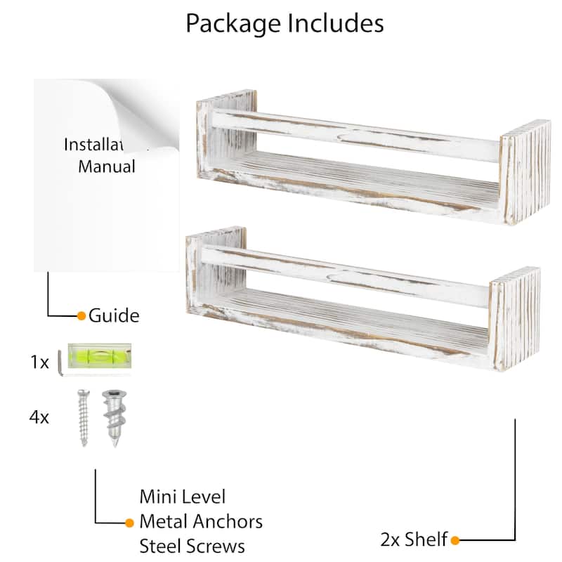 Wallniture Utah Wood Wall Shelves for Book and Toy Storage (Set of 2)