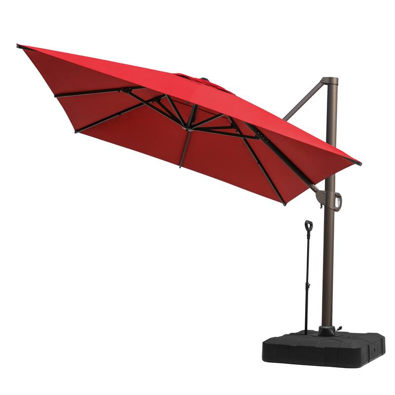 10 X 13FT Outdoor Patio Cantilever Umbrella with Rod Base