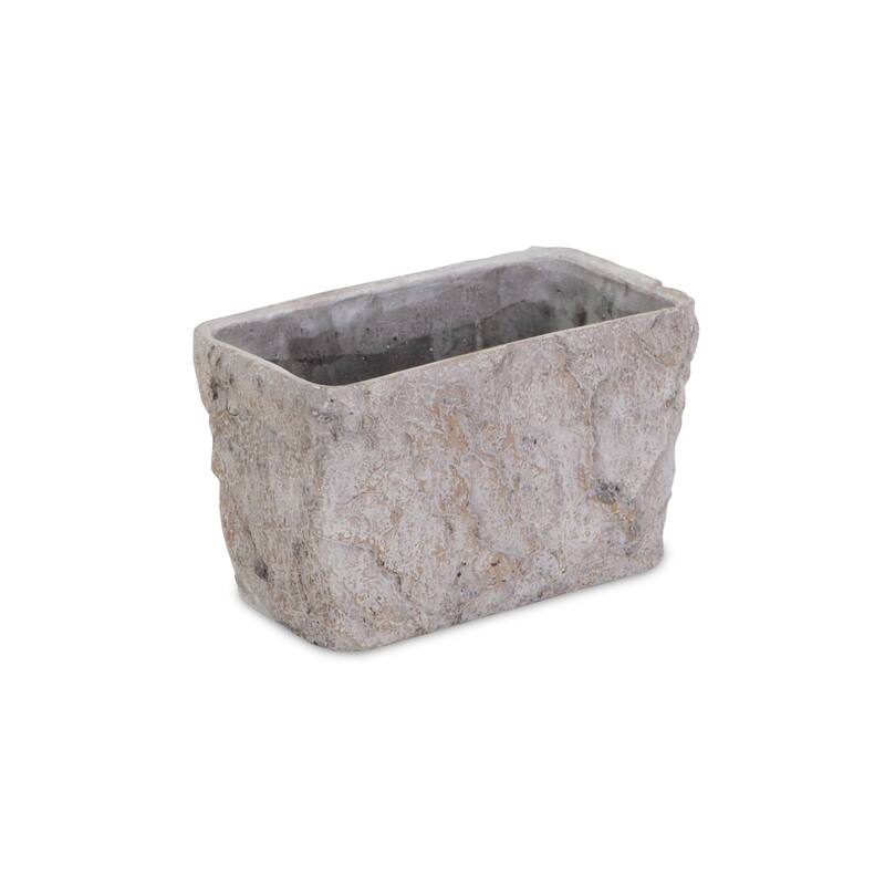 HomeRoots 9" Gray Speckle Glaze Cement Indoor Outdoor Rectangular Pot Planter