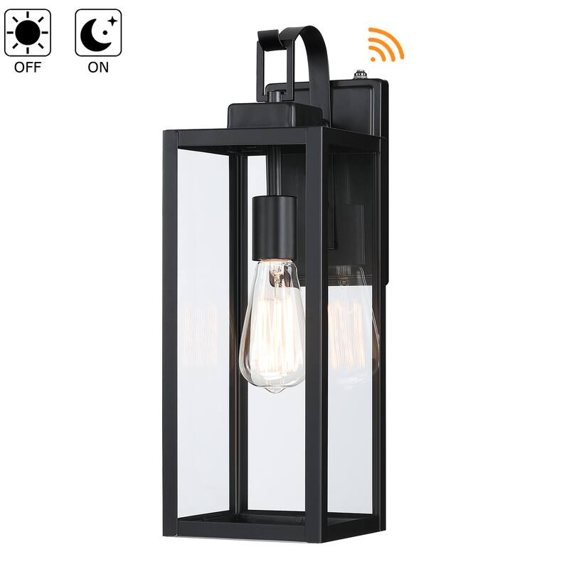 1-Light Matte Black Outdoor Wall Lantern Sconce with Dusk to Dawn - 6*7.8*17.75 with Dusk to Dawn