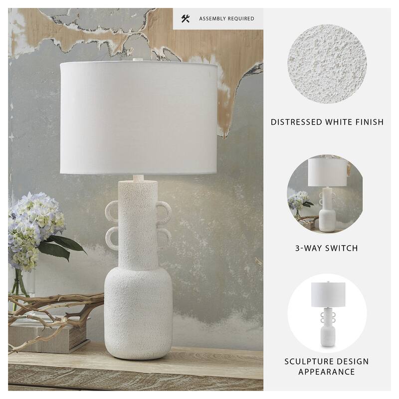 Signature Design by Ashley Perringhill Distressed White Table Lamp - 16" W x 16" D x 29.5" H