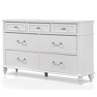 Marais Transitional White 56-inh Wide Solid Wood 7-Drawer Dresser by Furniture of America