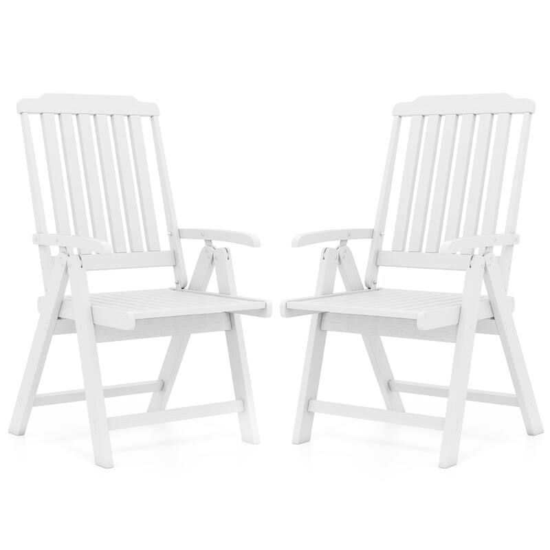 Gymax 4PCS Foldable Patio Chair w/Armrest Curved Back Slatted Seat for