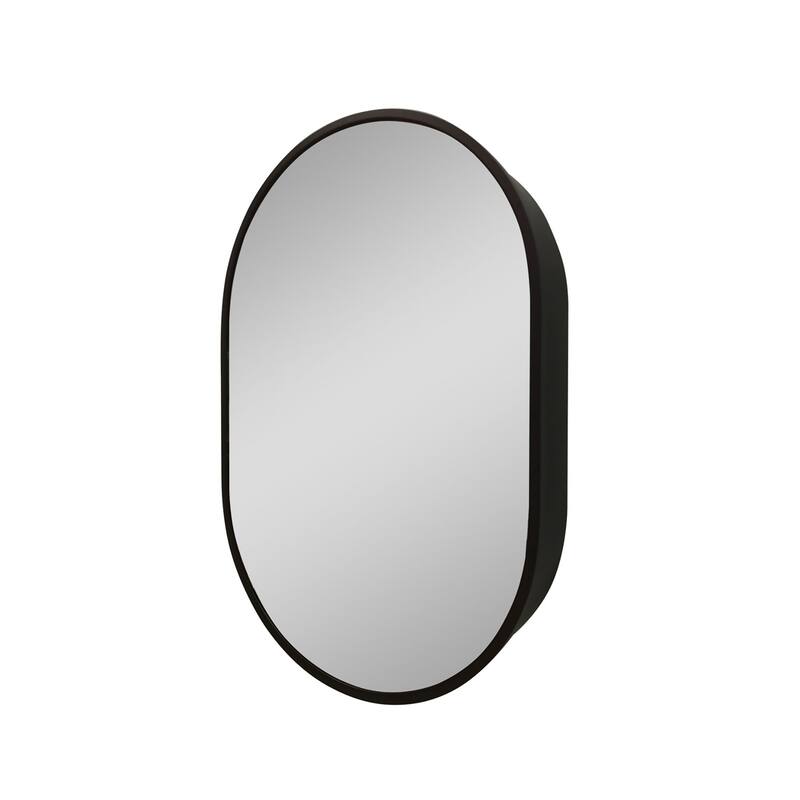 Modern Black Wall Mount Oval Bathroom Mirror Medicine Cabinet