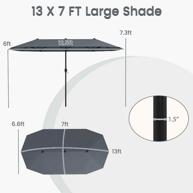 Costway 13 FT Large Patio Umbrella Outdoor Double-Sided Table Market - See Details