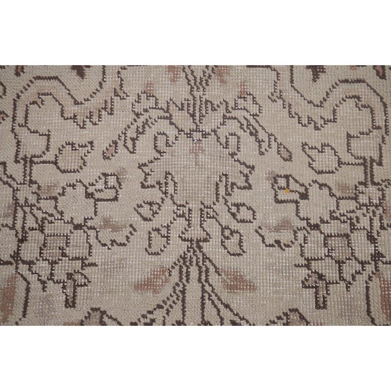 Distressed Muted Tabriz Vintage Persian Area Rug Handmade Wool Carpet - 6'6" x 9'11"