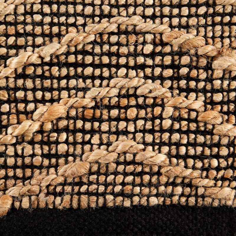 DII Black With Natural Jute Chevron Hand-Loomed Rug - 2' x 3' Oval