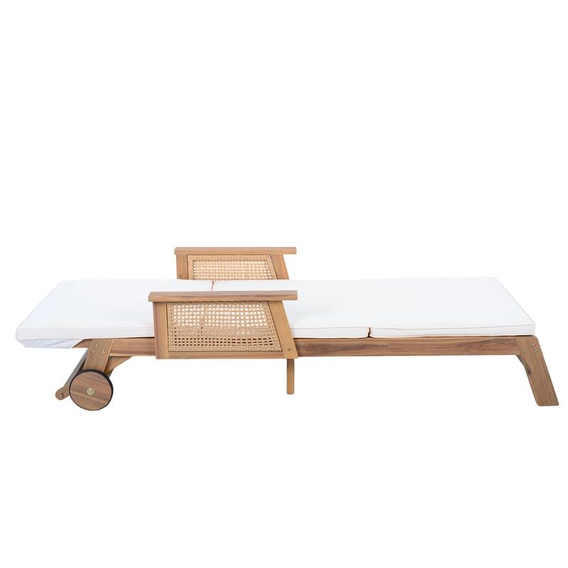Christopher Knight Home - Kito Outdoor Acacia Wood Adjustable Chaise Lounge Set with 20" Square Slatted Side Table