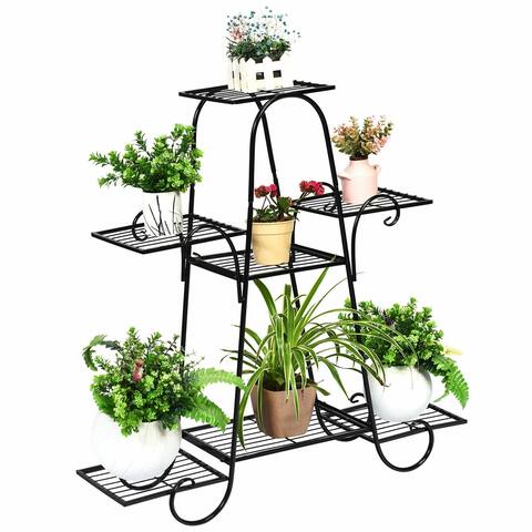Gymax 7 Tier Plant Stand Metal Shelf Multilayer Potted Display Rack - 32.5'' x 10'' x 32''