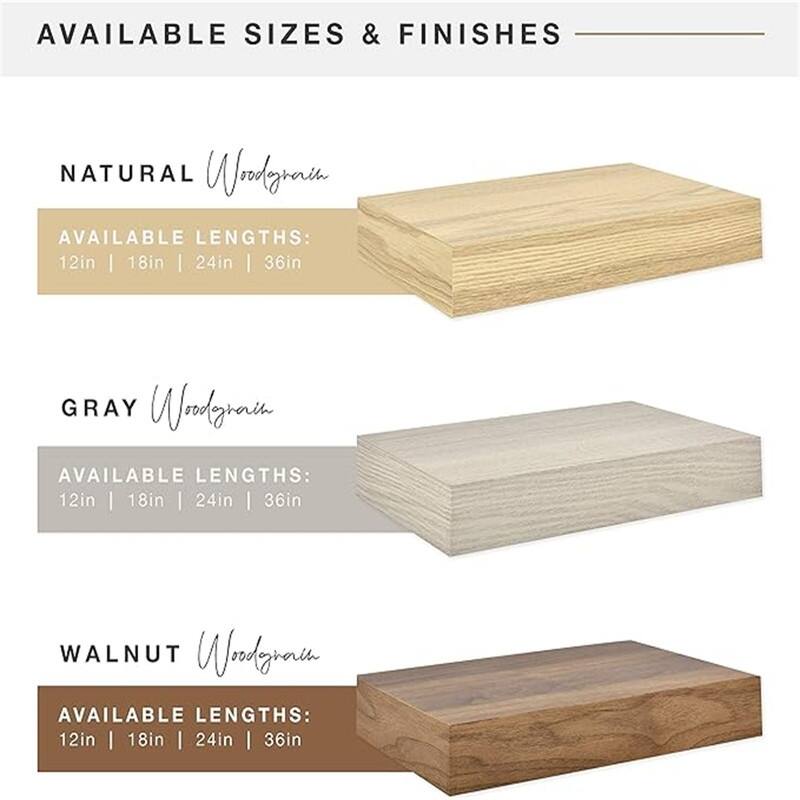 Natural Woodgrain Floating Shelves, 18 Inch x 4 Inch, Set of 2, 18 x 4 - 4"D x 18"W x 2"H