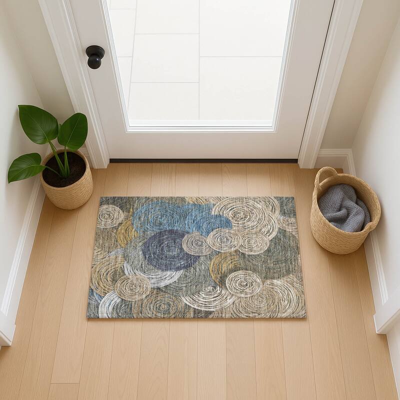 Machine Washable Indoor/ Outdoor Modern Twister Chantille Rug