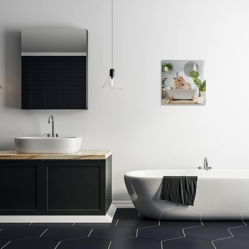 Stupell Pampered Cow in Bath Canvas Wall Art Design By CAD Designs