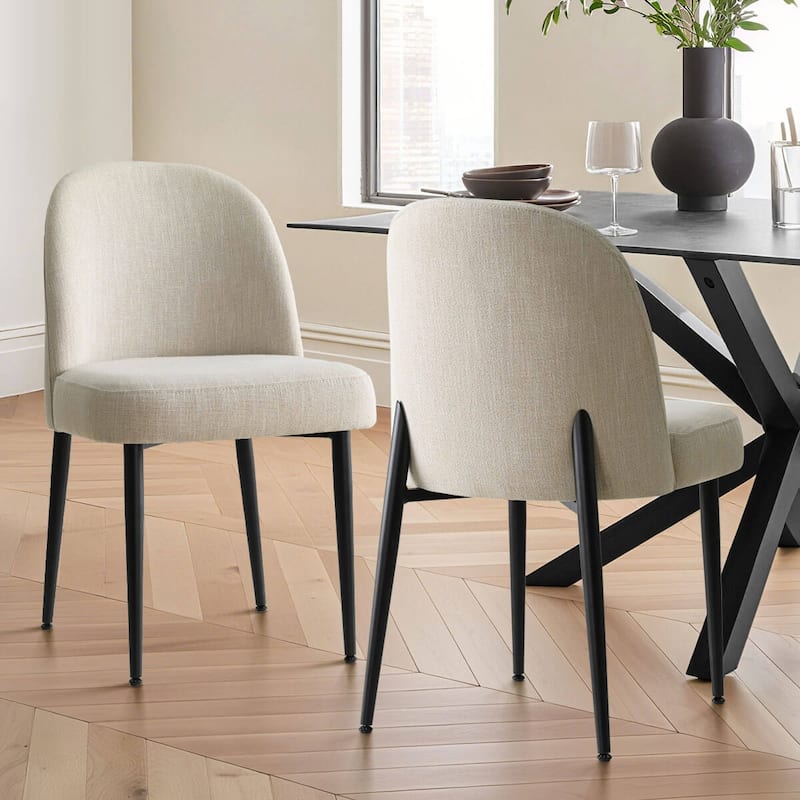 Linen Upholstered Dining Chair(Set of 2) - Beige