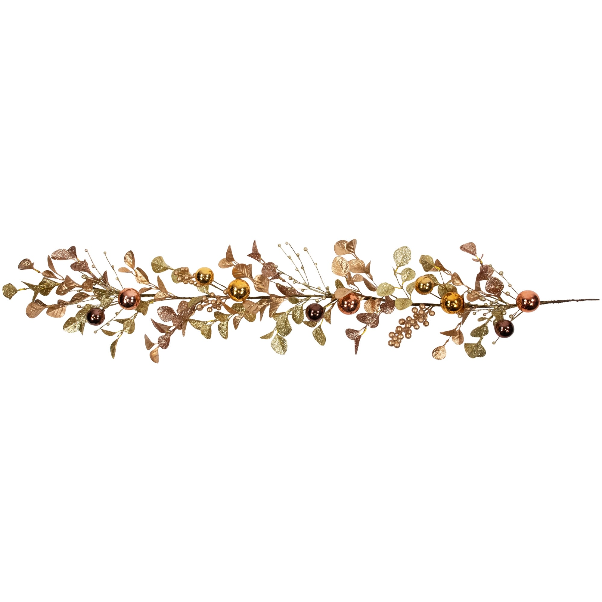 Ball Ornaments Glittered Christmas Garland 5' X 10" Gold Copper Tone