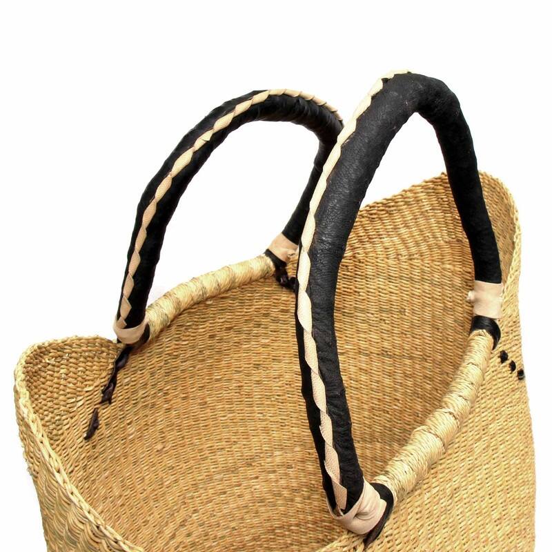Handmade Bolga Shopper Tote Basket, 18-inch, Natural or Mixed Colors