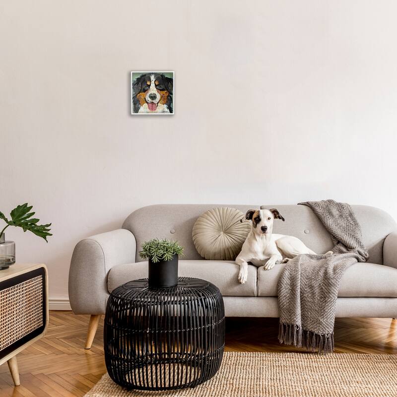Stupell Bernese Mountain Dog Portrait Layered Ephemera Collage Framed Wall Art, Design by Traci Anderson