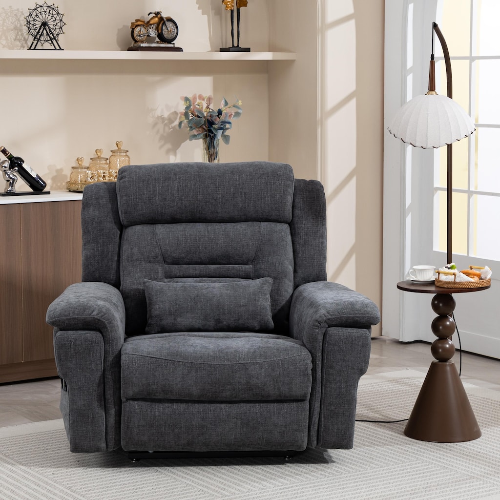 50'' Oversized Dual Motor Power Recliner Lift Chair with Massage and Heat，Mesh Fabric