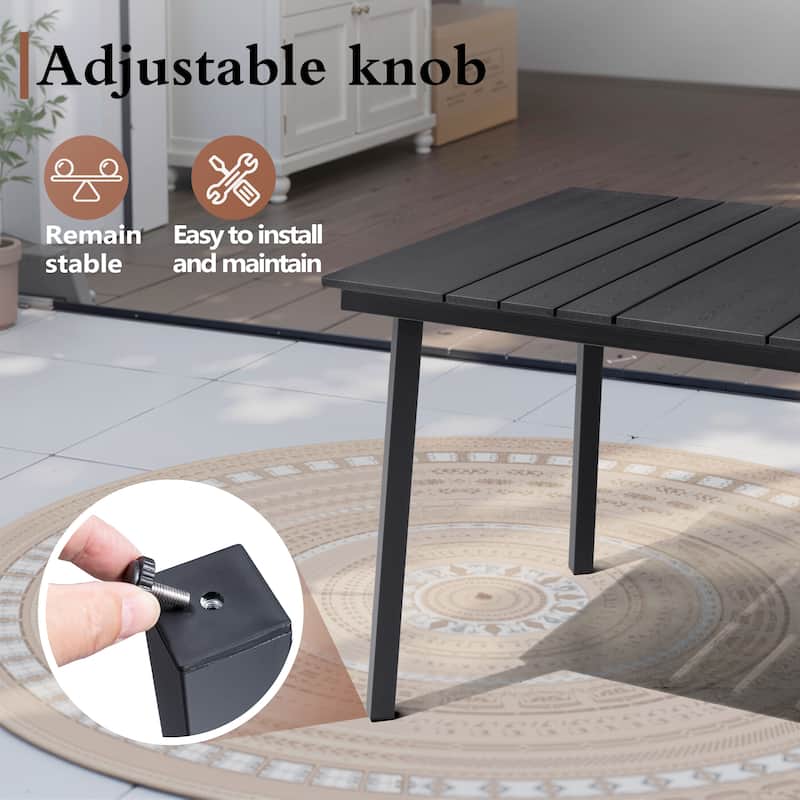 7PC Outdoor Patio Dining Set With Umbrella Hole Table Adjustable Folding Chairs - N/A