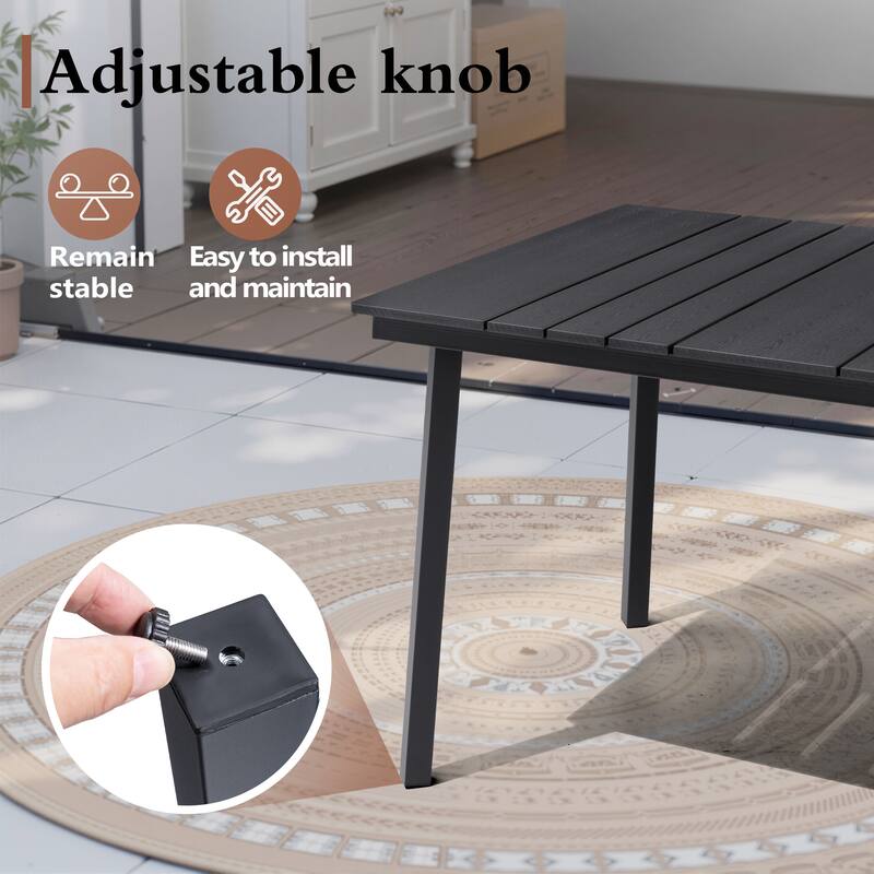 7PC Outdoor Patio Dining Set With Umbrella Hole Table Rattan Chairs