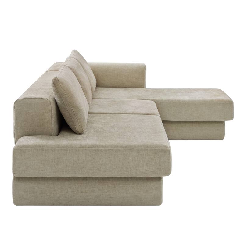 Christopher Knight Home - American Design Chenille 113" Modular Sectional Sofa with Double Layer Cushions