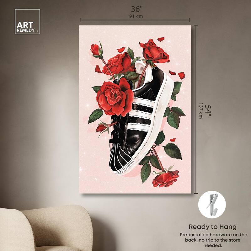 Sporty Sneaker Flowers Canvas by Art Remedy, Gallery Wrapped