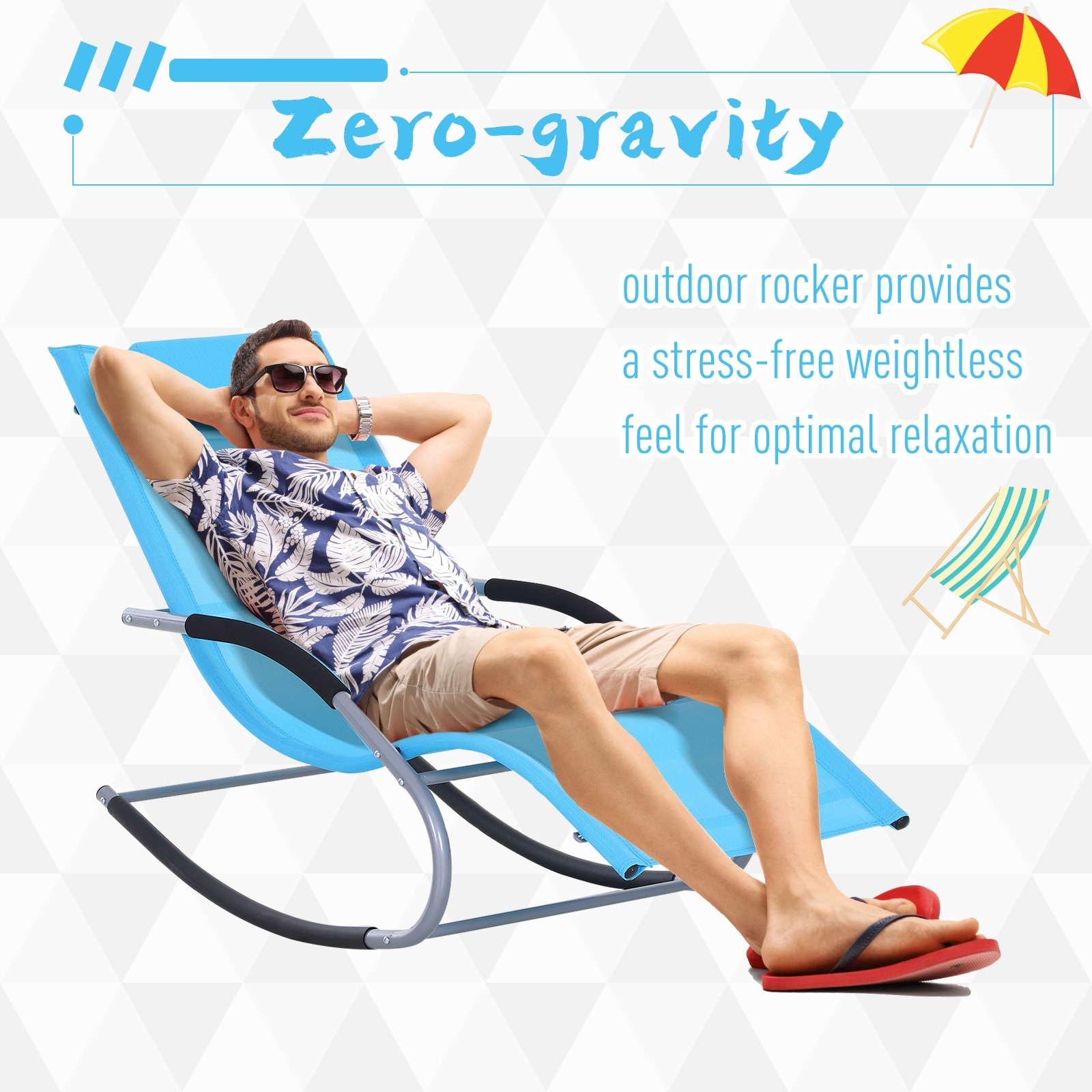 Outsunny Zero Gravity Chaise Rocker Patio Lounge Chairs with