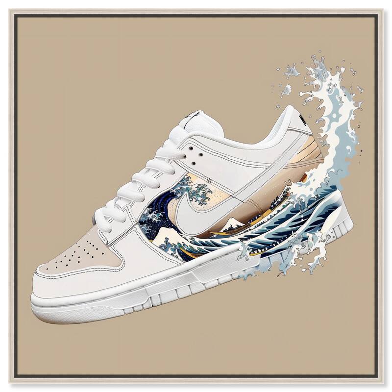 Great Wave Sneaker Splash Canvas by Art Remedy - 24" x 24" - Silver