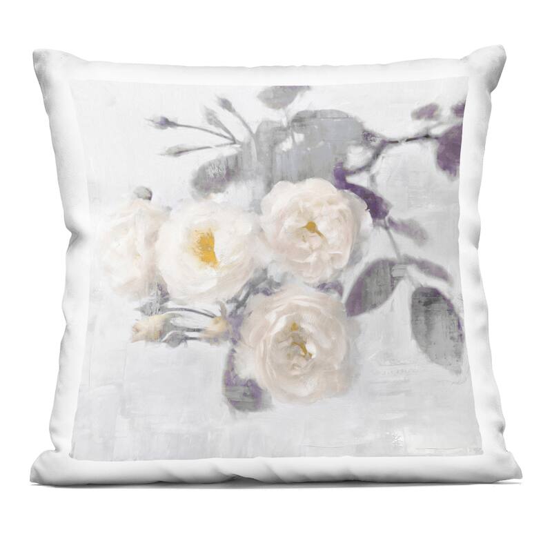 Stupell White Blooms on Grey Decorative Printed Throw Pillow Design by Emily Ford - Accent - Polyester - White - Single