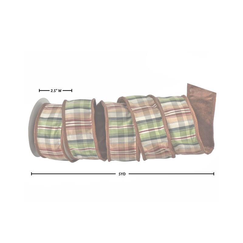 2.5"X5Y Faux Leather Backed Plaid Ribbon