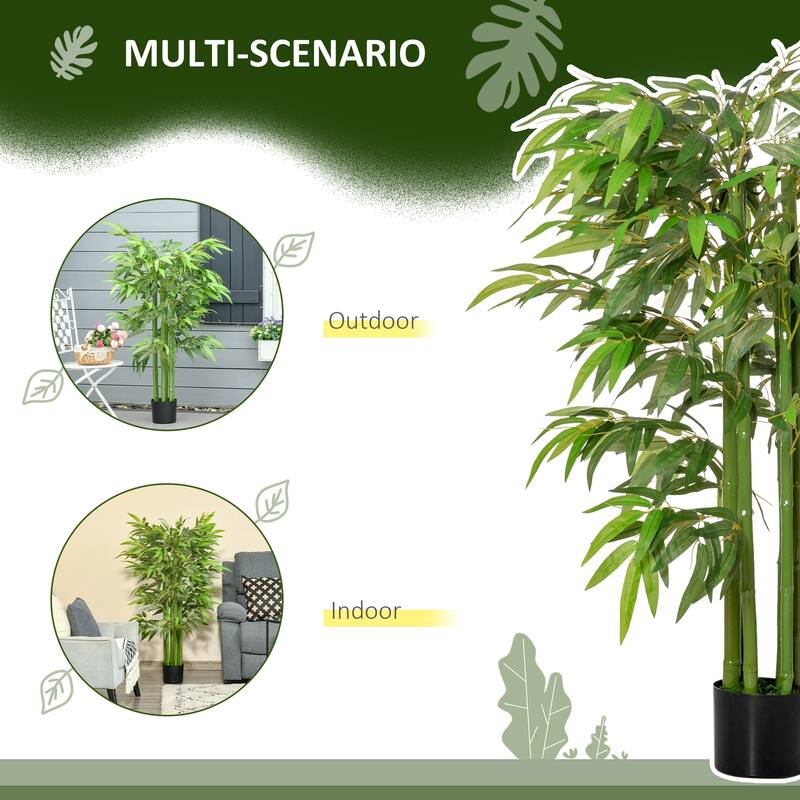 4.5FT Artificial Bamboo Tree, Faux Decorative Plant in Nursery Pot