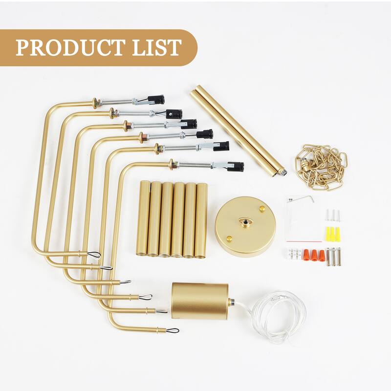 Modern 6-Light Simple Candle Chandelier for Kitchen Island, Living Room, Bedroom, Foyer