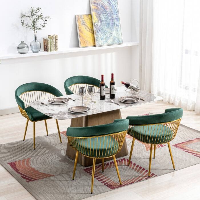XINMICS Modern Dining Chair, Velvet Back Armchair for Living Room/Study, Set of 2/4/6