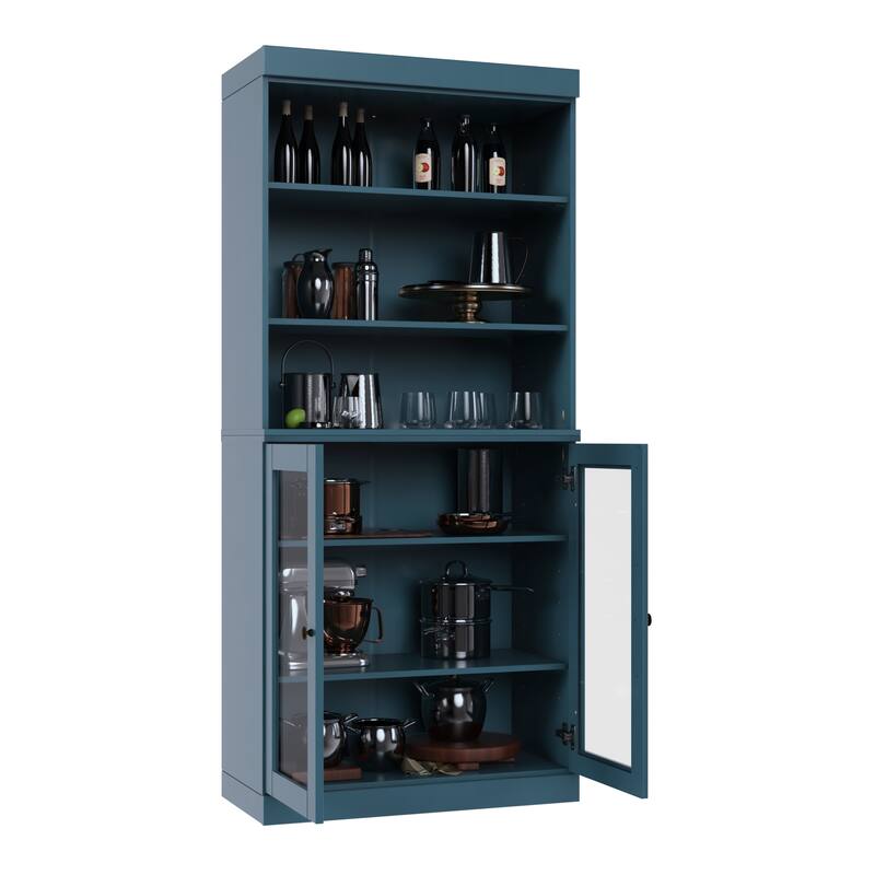 100% Solid Wood 32" Kitchen Pantry Cabinet with 2 Doors by Palace Imports
