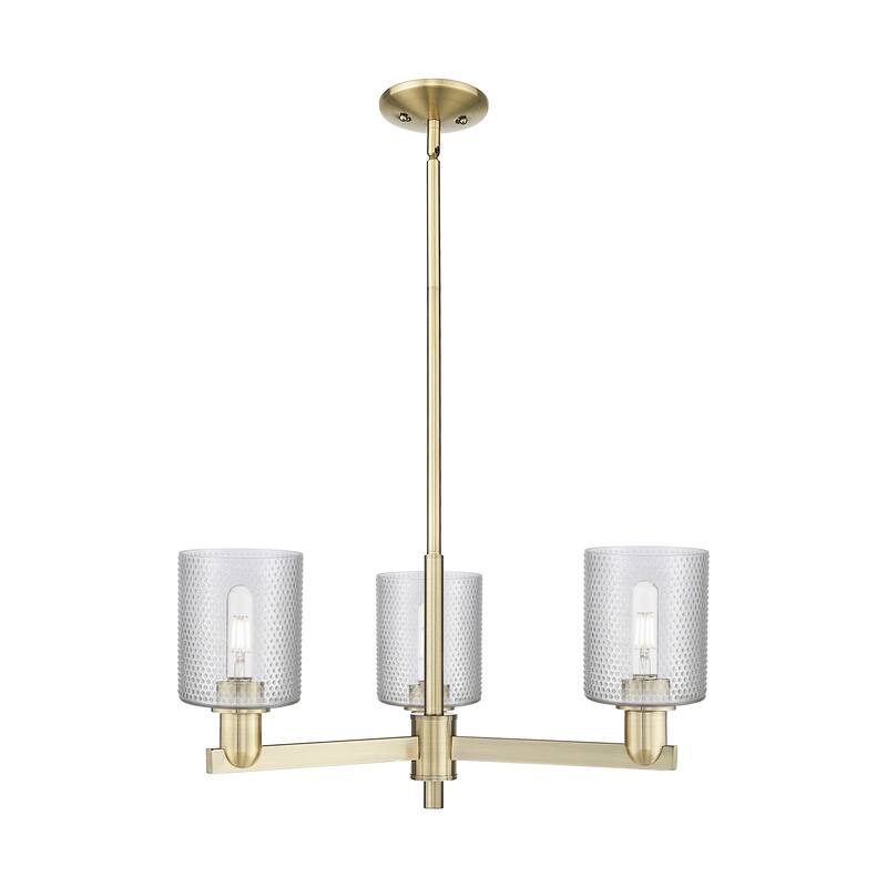 Innovations Lighting Endless Possibilities Arcadia - Cobbleskill - 3 Light 27" Stem Hung Chandelier - Antique Brass/Clear