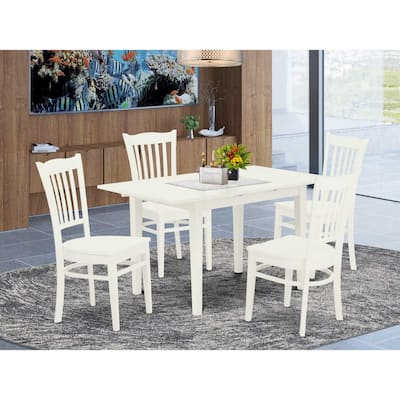 5-Piece Buttermilk and Cherry Solid Wood Top - Rectangular Dining Room Set - Seats 4