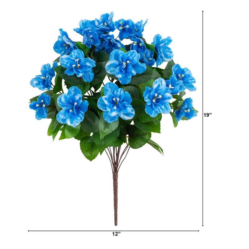 19-in UV Resistant Artificial Azalea Bush (Indoor/Outdoor) - Set of 3