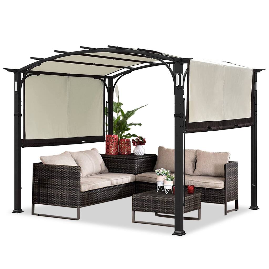 CoastShade 10x8 Pergola Gazebo Canopy Steel Frame with Retractable Canopy Shades