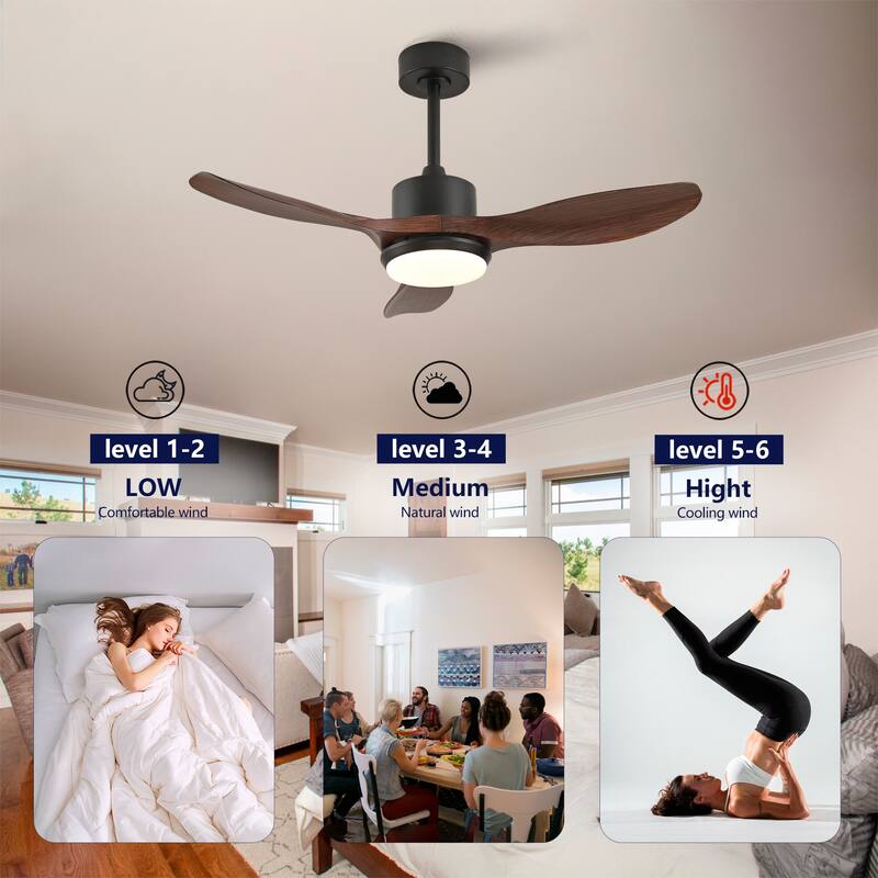 42" Ceiling Fan w/ Light 3 ABS Blades Remote Control Reversible DC Motor