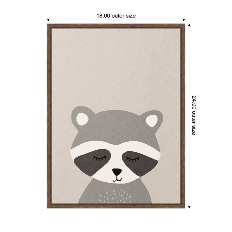 Kate and Laurel Raccoon by July Art Prints Framed Canvas Wall Art Print
