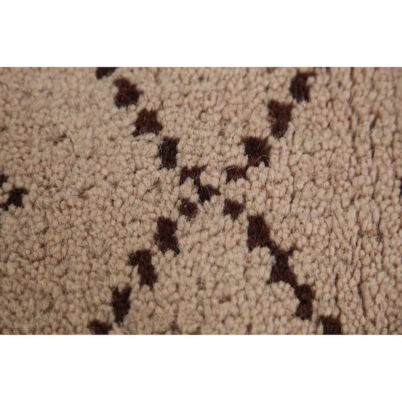 Hand Knotted Oriental 100% Wool Carpet Modern Geometric Beige & Ivories Moroccan Area Rug - 8' 0'' X 5' 0''
