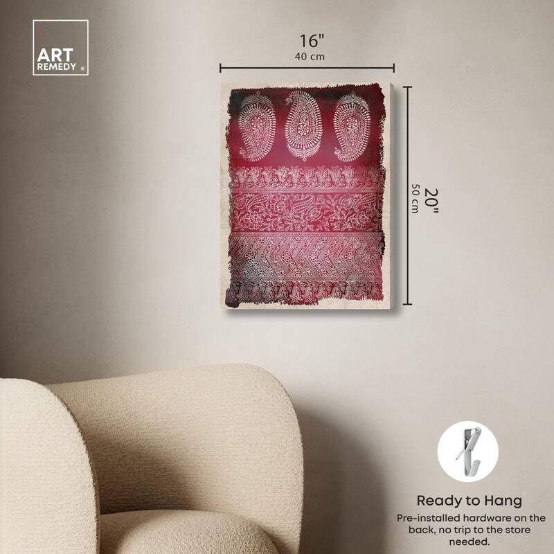 Burgundy Stamps Canvas by Art Remedy, Gallery Wrapped