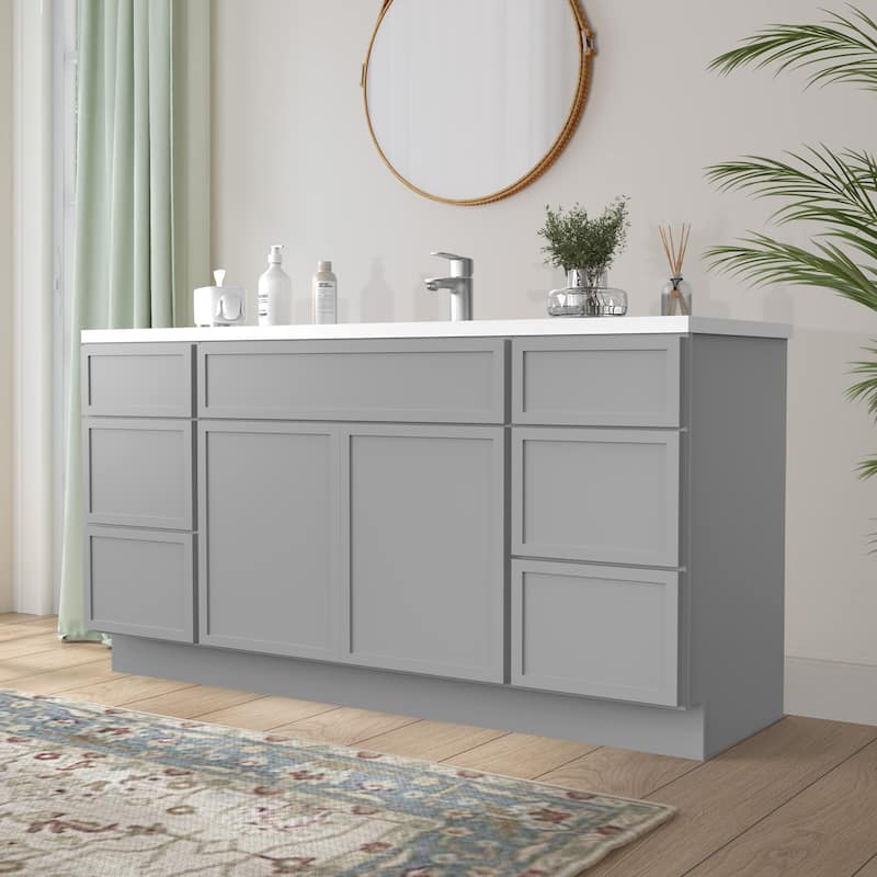 Vanity Art 66" Birch Freestanding Bathroom Vanity Cabinet without Top