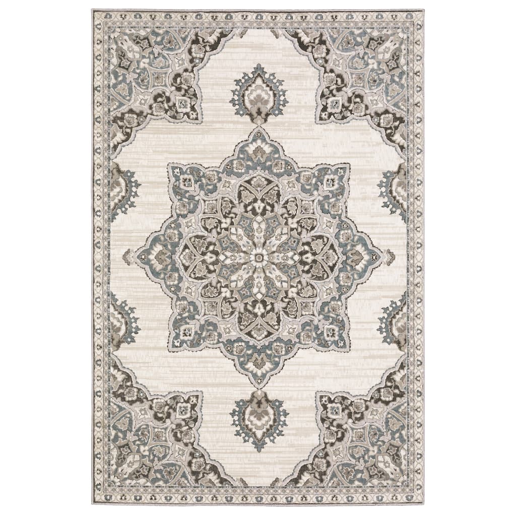 Style Haven Everly Vintage Center Star Medallion Ivory/ Blue Area Rug