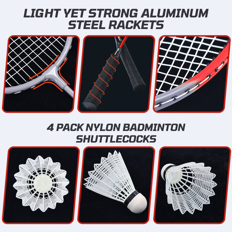 Haokelball 20ft Badminton Net for Backyard with Poles, 4 Badminton Rackets & 4 Shuttlecocks, Carry Bag - 20'x2.5'
