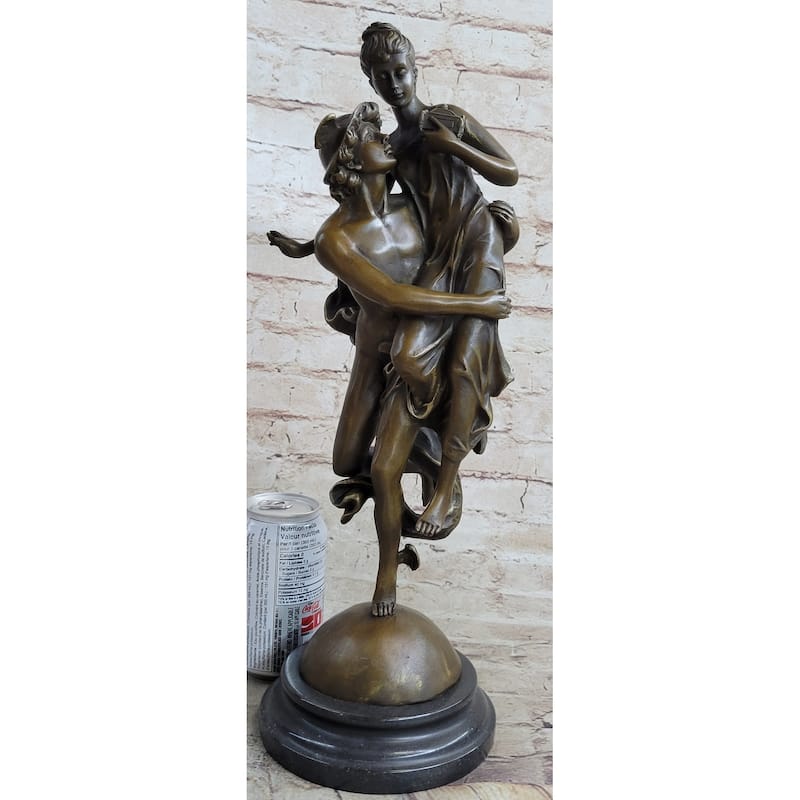 Hermes Flying Mercury And Pandora Bronze Sculpture Statue Figurine By Brousse