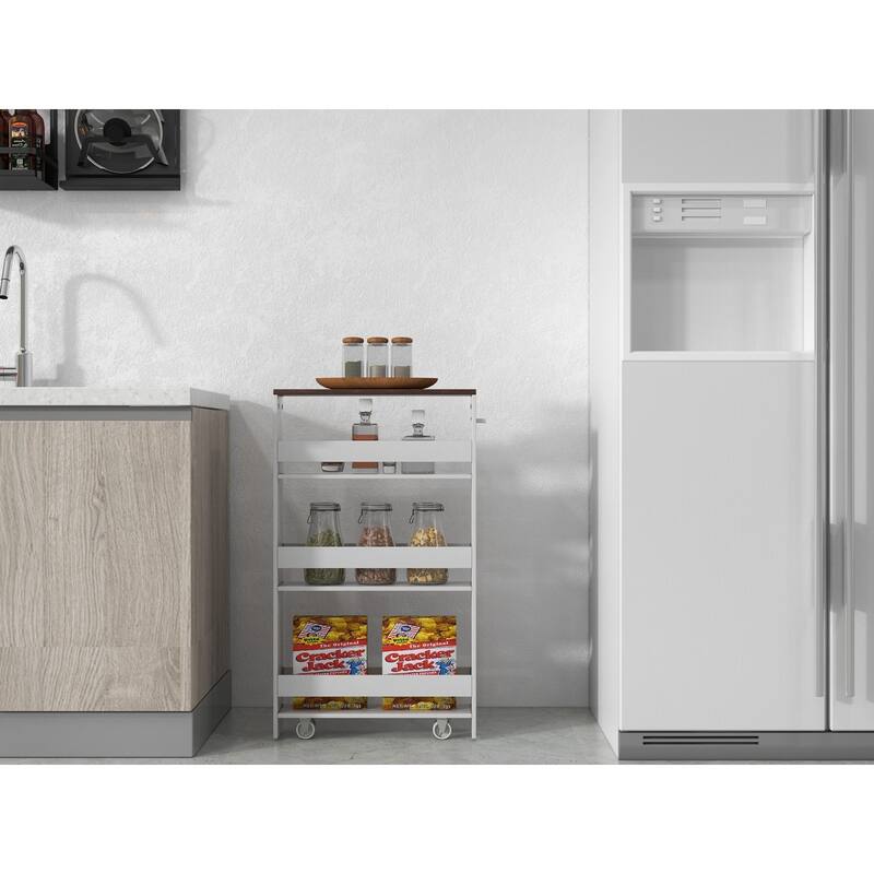 Narrow Rolling Storage Cart with Shelves for Kitchen and Bathroom