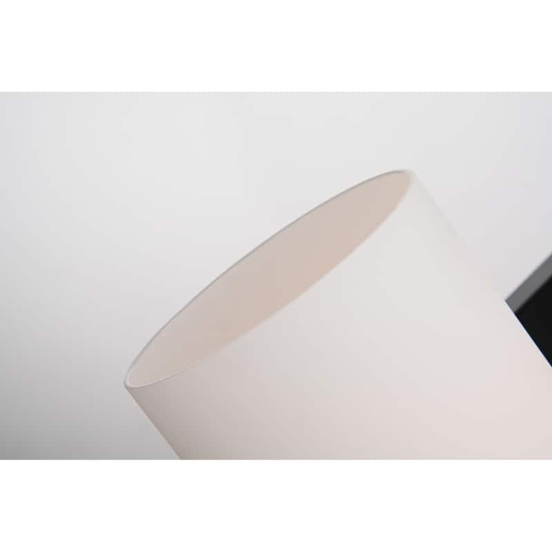 Matte Black 2-Light Vanity with Etched White Glass Shades